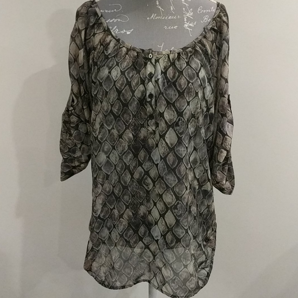 Joe Fresh sheer tortoiseshell blouse